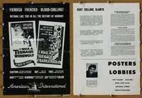 h392 I WAS A TEEN FRANKENSTEIN/I WAS A TEEN WEREWOLF movie pressbook '57