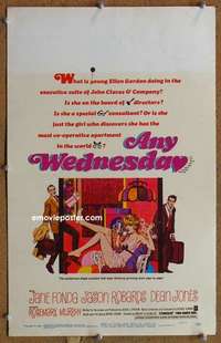 g018 ANY WEDNESDAY window card movie poster '66 Jane Fonda, Jason Robards