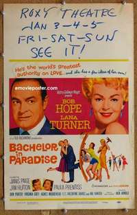 g021 BACHELOR IN PARADISE window card movie poster '61 Bob Hope, Lana Turner