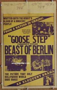 g124 HITLER - BEAST OF BERLIN window card movie poster R40s Goose Step!