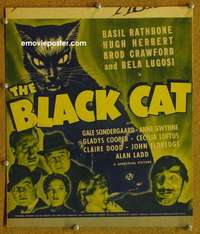 g034 BLACK CAT window card movie poster '41 Bela Lugosi, Basil Rathbone