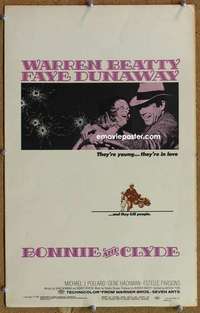 g038 BONNIE & CLYDE window card movie poster '67 Warren Beatty, Faye Dunaway