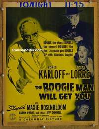 g039 BOOGIE MAN WILL GET YOU window card movie poster '42 Boris Karloff