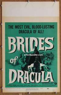 g041 BRIDES OF DRACULA window card movie poster '60 Hammer, Peter Cushing