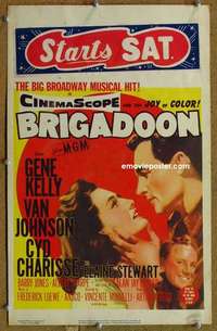 g042 BRIGADOON window card movie poster '54 Gene Kelly, Cyd Charisse