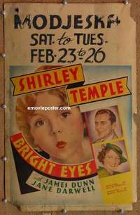 g043 BRIGHT EYES window card movie poster '34 adorable Shirley Temple!