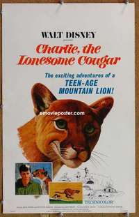 g052 CHARLIE THE LONESOME COUGAR window card movie poster '67 Walt Disney