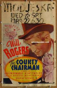 g061 COUNTY CHAIRMAN window card movie poster '35 Will Rogers in top hat!
