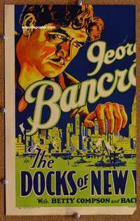 g074 DOCKS OF NEW YORK window card movie poster '28 George Bancroft