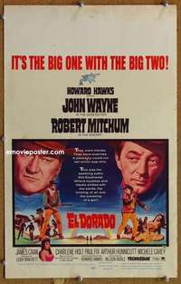 g086 EL DORADO window card movie poster '66 John Wayne, Robert Mitchum