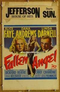 g092 FALLEN ANGEL window card movie poster '45 Alice Faye, Andrews, Darnell
