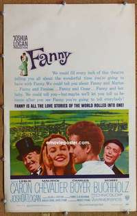 g094 FANNY window card movie poster '61 Leslie Caron, Boyer, Chevalier