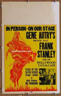g102 FRANK STANLEY IN PERSON window card movie poster '30s Gene Autry's pal!