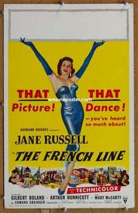 g103 FRENCH LINE window card movie poster '54 3-D Jane Russell, Roland