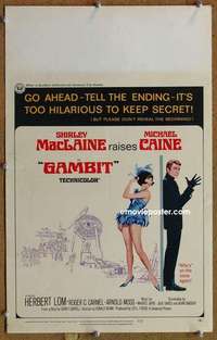 g105 GAMBIT window card movie poster '67 Shirley MacLaine, Michael Caine