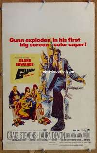 g116 GUNN window card movie poster '67 Blake Edwards, Craig Stevens