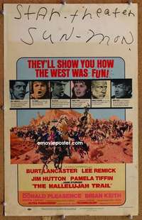 g118 HALLELUJAH TRAIL window card movie poster '65 Burt Lancaster, Remick