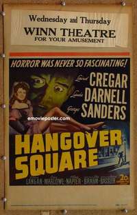 g120 HANGOVER SQUARE window card movie poster '45 Laird Cregar, Sanders