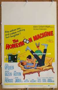g127 HONEYMOON MACHINE window card movie poster '61 Steve McQueen, Bazlen