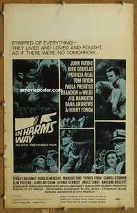 g134 IN HARM'S WAY window card movie poster '65 John Wayne, Saul Bass art!