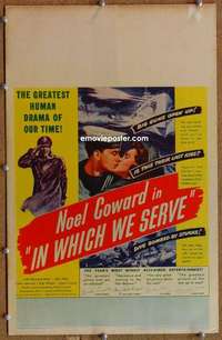 g137 IN WHICH WE SERVE window card movie poster '43 Noel Coward, David Lean