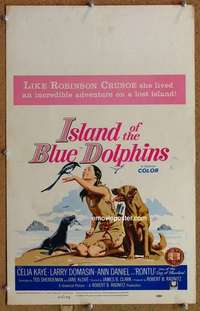 g139 ISLAND OF THE BLUE DOLPHINS window card movie poster '64 Celia Kaye