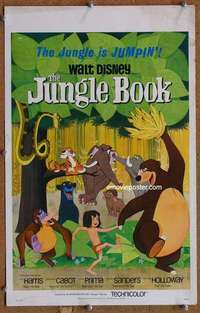 g145 JUNGLE BOOK window card movie poster '67 Walt Disney classic!