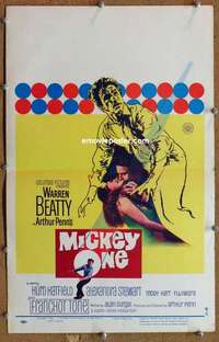 g162 MICKEY ONE window card movie poster '65 Warren Beatty, Hurd Hatfield