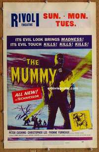 g167 MUMMY window card movie poster '59 Peter Cushing, Christopher Lee