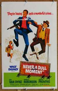 g173 NEVER A DULL MOMENT window card movie poster '68 Disney, Dick Van Dyke