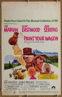 g186 PAINT YOUR WAGON window card movie poster '69 Clint Eastwood, Lee Marvin
