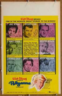 g191 POLLYANNA window card movie poster '60 Hayley Mills, Jane Wyman