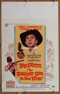 g209 SHAKIEST GUN IN THE WEST window card movie poster '68 wanted Don Knotts!