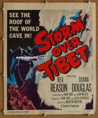 g219 STORM OVER TIBET window card movie poster '52 Rex Reason, Diana Douglas