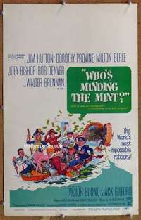 g250 WHO'S MINDING THE MINT window card movie poster '67 Jack Rickard art!