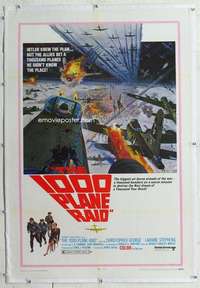 m340 1000 PLANE RAID linen one-sheet movie poster '69 great WWII image!