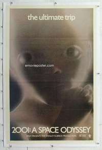 m342 2001 A SPACE ODYSSEY linen one-sheet movie poster '68 Kubrick, Cinerama!