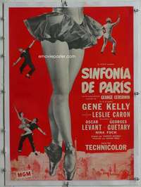 m108 AMERICAN IN PARIS linen Spanish/U.S. special 15x22 movie poster '51