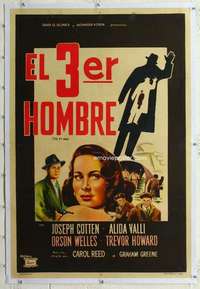 m320 THIRD MAN linen Argentinean movie poster R50s Orson Welles