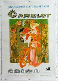 m298 CAMELOT linen Argentinean movie poster '68 Bob Peak artwork!