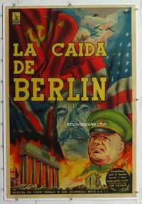 m303 FALL OF BERLIN linen Argentinean movie poster '45 WWII, USSR