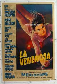 m311 LA VENENOSA linen Argentinean movie poster '59 sexy trapeze!