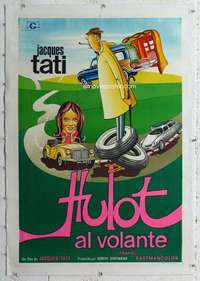m321 TRAFFIC linen Argentinean movie poster '73 Tati, Mr. Hulot!