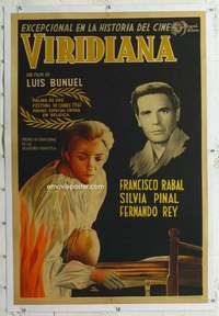 m322 VIRIDIANA linen Argentinean one-sheet movie poster '61 Luis Bunuel