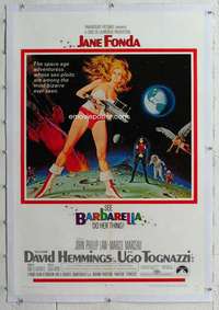 m357 BARBARELLA linen one-sheet movie poster '68 Jane Fonda, Roger Vadim