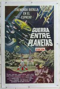 m358 BATTLE IN OUTER SPACE linen Spanish/U.S. one-sheet movie poster '60 Toho