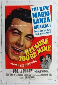 m359 BECAUSE YOU'RE MINE linen one-sheet movie poster '52 Mario Lanza