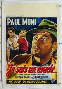 m194 I AM A FUGITIVE FROM A CHAIN GANG linen Belgian movie poster R50s