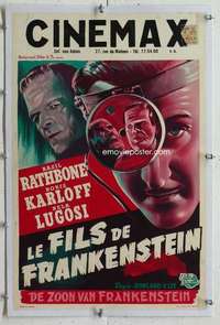 m201 SON OF FRANKENSTEIN linen Belgian movie poster R50s Boris Karloff