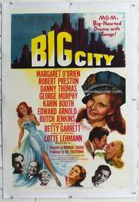 m363 BIG CITY linen one-sheet movie poster '48 Margaret O'Brien, Preston